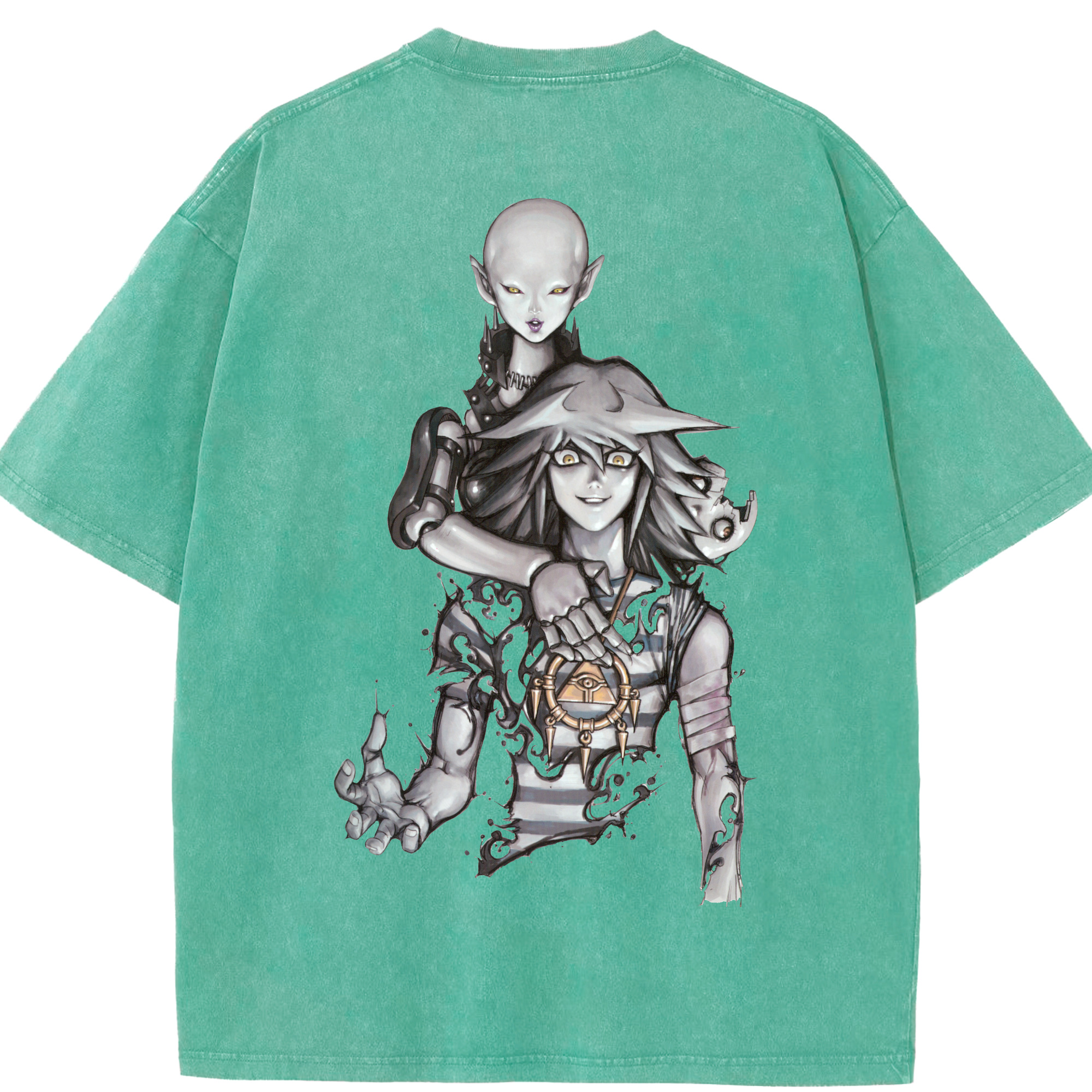 （画像用） 遊☆戯☆王 Yu-Gi-Oh! 綿100% ヴィンテージ風 半袖Tシャツ（背面プリント）